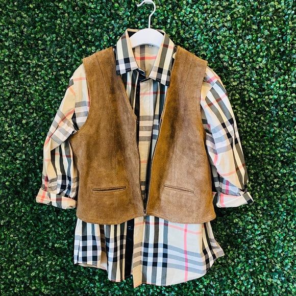 On Trend Vintage Genuine Suede Brown Zip-up Vest - Picture 12 of 14